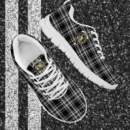 ScotsTee Shop Scottish Stewart Black and White Clan Crest Tartan Sneakers Tartan Casual Shoes