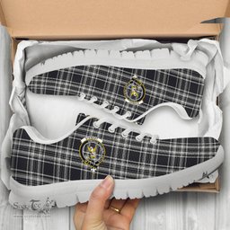 ScotsTee Shop Scottish Stewart Black and White Clan Crest Tartan Sneakers Tartan Casual Shoes