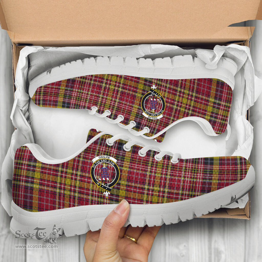 ScotsTee Shop Scottish Ogilvie (Ogilvy) of Strathallan Clan Crest Tartan Sneakers Tartan Casual Shoes