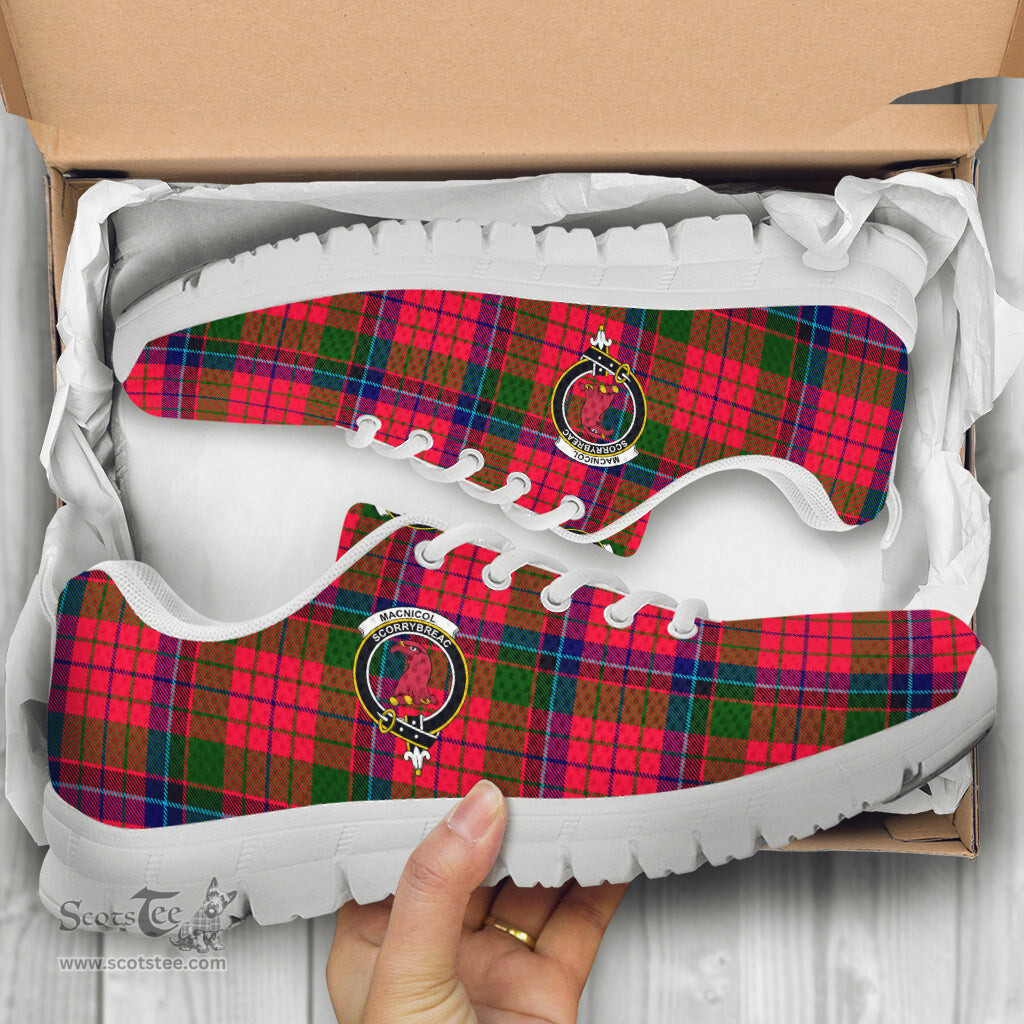 ScotsTee Shop Scottish MacNicol of Scorrybreac Clan Crest Tartan Sneakers Tartan Casual Shoes