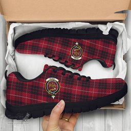 ScotsTee Shop Scottish Munro Black and Red Clan Crest Tartan Sneakers Tartan Casual Shoes