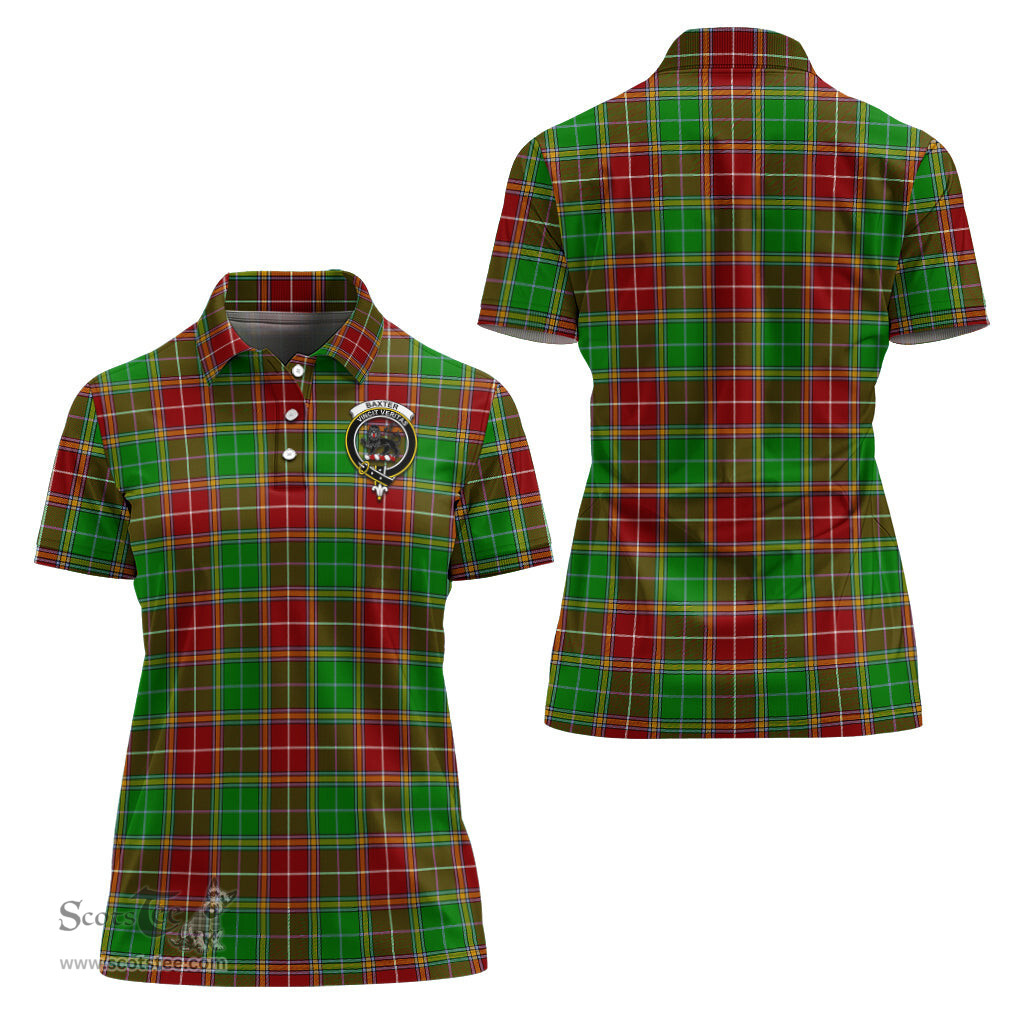 Scottish Baxter Modern Clan Tartan Polo Shirt with Family Crest For Women, Women's Scottish Polo Shirt Scottish Plaid Tartan Plaid - ScotsTee - scotstee.com