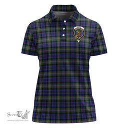 Scottish Baird Modern Clan Tartan Polo Shirt with Family Crest For Women, Women's Scottish Polo Shirt Scottish Plaid Tartan Plaid - ScotsTee - scotstee.com
