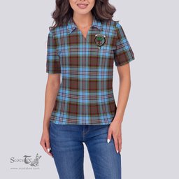 Scottish Anderson Ancient Clan Tartan Polo Shirt with Family Crest For Women, Women's Scottish Polo Shirt Scottish Plaid Tartan Plaid - ScotsTee - scotstee.com
