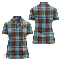 Scottish Anderson Ancient Clan Tartan Polo Shirt with Family Crest For Women, Women's Scottish Polo Shirt Scottish Plaid Tartan Plaid - ScotsTee - scotstee.com