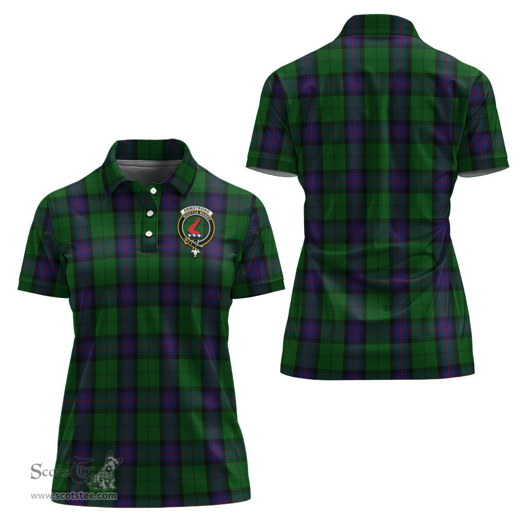 Scottish Armstrong Clan Tartan Polo Shirt with Family Crest For Women, Women's Scottish Polo Shirt Scottish Plaid Tartan Plaid - ScotsTee - scotstee.com
