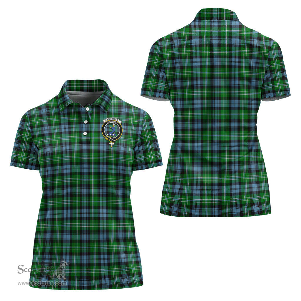 Scottish Arbuthnot Ancient Clan Tartan Polo Shirt with Family Crest For Women, Women's Scottish Polo Shirt Scottish Plaid Tartan Plaid - ScotsTee - scotstee.com