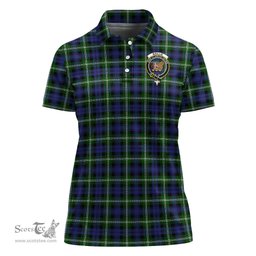 Scottish Baillie Modern Clan Tartan Polo Shirt with Family Crest For Women, Women's Scottish Polo Shirt Scottish Plaid Tartan Plaid - ScotsTee - scotstee.com