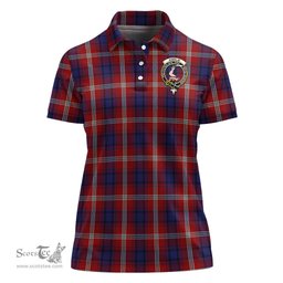 Scottish Ainslie Clan Tartan Polo Shirt with Family Crest For Women, Women's Scottish Polo Shirt Scottish Plaid Tartan Plaid - ScotsTee - scotstee.com