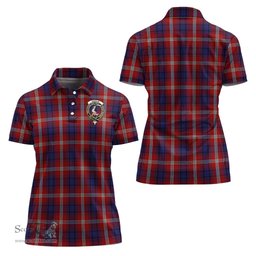 Scottish Ainslie Clan Tartan Polo Shirt with Family Crest For Women, Women's Scottish Polo Shirt Scottish Plaid Tartan Plaid - ScotsTee - scotstee.com