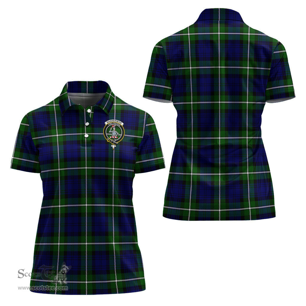 Scottish Bannerman Clan Tartan Polo Shirt with Family Crest For Women, Women's Scottish Polo Shirt Scottish Plaid Tartan Plaid - ScotsTee - scotstee.com
