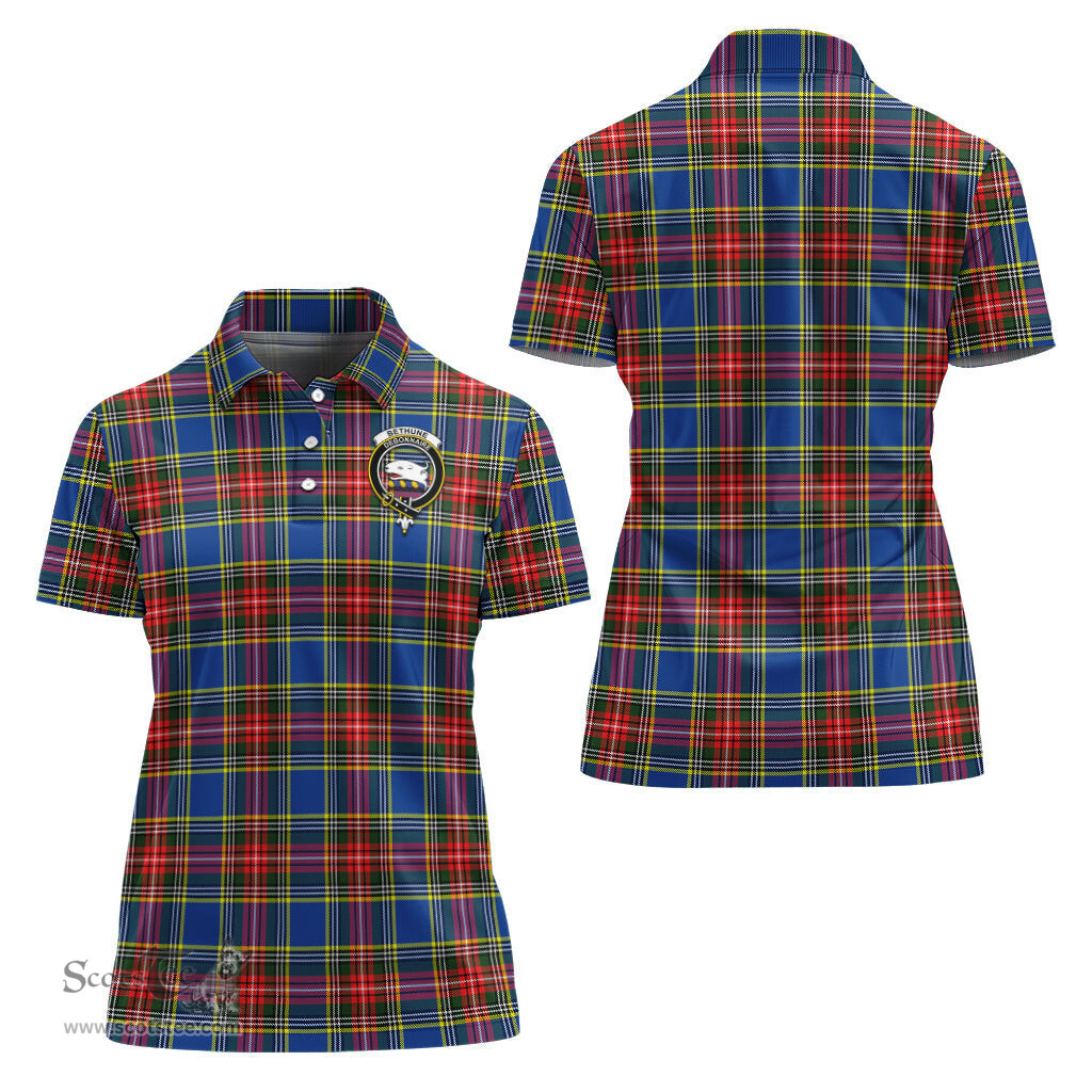 Scottish Bethune Clan Tartan Polo Shirt with Family Crest For Women, Women's Scottish Polo Shirt Scottish Plaid Tartan Plaid - ScotsTee - scotstee.com