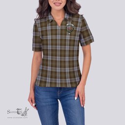 Scottish Baillie Dress Clan Tartan Polo Shirt with Family Crest For Women, Women's Scottish Polo Shirt Scottish Plaid Tartan Plaid - ScotsTee - scotstee.com