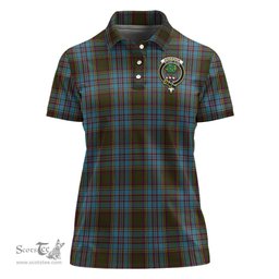 Scottish Anderson Clan Tartan Polo Shirt with Family Crest For Women, Women's Scottish Polo Shirt Scottish Plaid Tartan Plaid - ScotsTee - scotstee.com