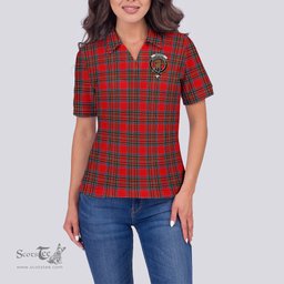 Scottish Binning Clan Tartan Polo Shirt with Family Crest For Women, Women's Scottish Polo Shirt Scottish Plaid Tartan Plaid - ScotsTee - scotstee.com