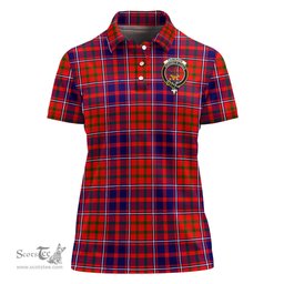 Scottish Cameron of Lochiel Modern Clan Tartan Polo Shirt with Family Crest For Women, Women's Scottish Polo Shirt Scottish Plaid Tartan Plaid - ScotsTee - scotstee.com