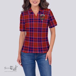 Scottish Cameron of Lochiel Modern Clan Tartan Polo Shirt with Family Crest For Women, Women's Scottish Polo Shirt Scottish Plaid Tartan Plaid - ScotsTee - scotstee.com