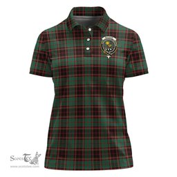 Scottish Buchan Ancient Clan Tartan Polo Shirt with Family Crest For Women, Women's Scottish Polo Shirt Scottish Plaid Tartan Plaid - ScotsTee - scotstee.com