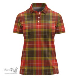 Scottish Buchanan Old Set Weathered Clan Tartan Polo Shirt For Women, Women's Scottish Polo Shirt Scottish Plaid Tartan Plaid - ScotsTee - scotstee.com