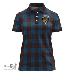 Scottish Cameron Hunting Clan Tartan Polo Shirt with Family Crest For Women, Women's Scottish Polo Shirt Scottish Plaid Tartan Plaid - ScotsTee - scotstee.com