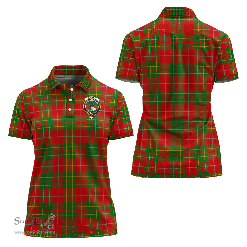 Scottish Burnett Ancient Clan Tartan Polo Shirt with Family Crest For Women, Women's Scottish Polo Shirt Scottish Plaid Tartan Plaid - ScotsTee - scotstee.com