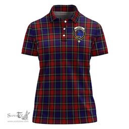 Scottish Clark (Lion) Red Clan Tartan Polo Shirt with Family Crest For Women, Women's Scottish Polo Shirt Scottish Plaid Tartan Plaid - ScotsTee - scotstee.com