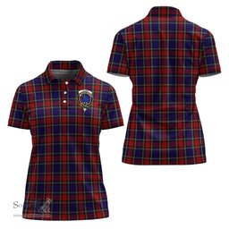 Scottish Clark (Lion) Red Clan Tartan Polo Shirt with Family Crest For Women, Women's Scottish Polo Shirt Scottish Plaid Tartan Plaid - ScotsTee - scotstee.com