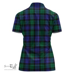Scottish Black Watch Modern Clan Tartan Polo Shirt with Family Crest For Women, Women's Scottish Polo Shirt Scottish Plaid Tartan Plaid - ScotsTee - scotstee.com