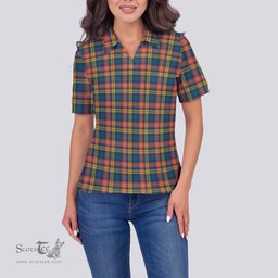Scottish Buchanan Ancient Clan Tartan Polo Shirt For Women, Women's Scottish Polo Shirt Scottish Plaid Tartan Plaid - ScotsTee - scotstee.com