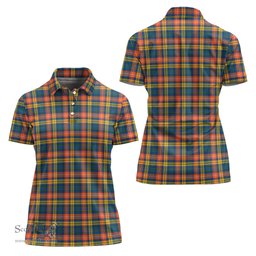 Scottish Buchanan Ancient Clan Tartan Polo Shirt For Women, Women's Scottish Polo Shirt Scottish Plaid Tartan Plaid - ScotsTee - scotstee.com