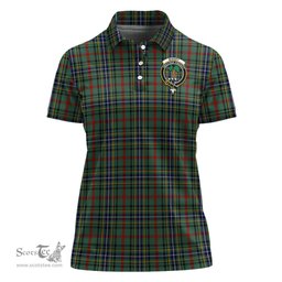 Scottish Bisset Clan Tartan Polo Shirt with Family Crest For Women, Women's Scottish Polo Shirt Scottish Plaid Tartan Plaid - ScotsTee - scotstee.com