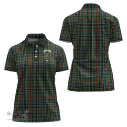 Scottish Bisset Clan Tartan Polo Shirt with Family Crest For Women, Women's Scottish Polo Shirt Scottish Plaid Tartan Plaid - ScotsTee - scotstee.com