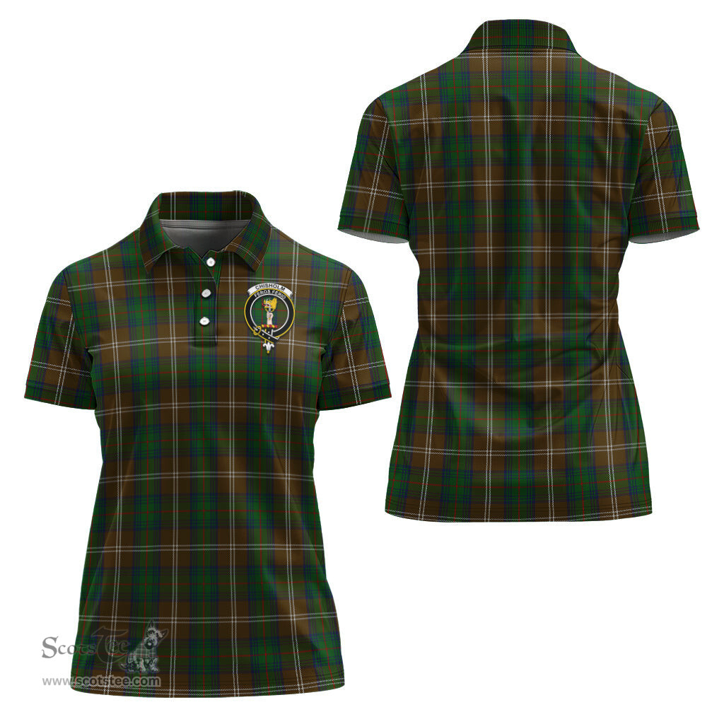 Scottish Chisholm Hunting Clan Tartan Polo Shirt with Family Crest For Women, Women's Scottish Polo Shirt Scottish Plaid Tartan Plaid - ScotsTee - scotstee.com