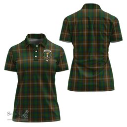 Scottish Chisholm Hunting Clan Tartan Polo Shirt with Family Crest For Women, Women's Scottish Polo Shirt Scottish Plaid Tartan Plaid - ScotsTee - scotstee.com