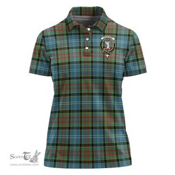 Scottish Cathcart Clan Tartan Polo Shirt with Family Crest For Women, Women's Scottish Polo Shirt Scottish Plaid Tartan Plaid - ScotsTee - scotstee.com