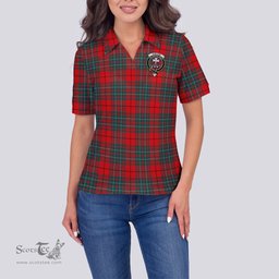 Scottish Cheyne Clan Tartan Polo Shirt with Family Crest For Women, Women's Scottish Polo Shirt Scottish Plaid Tartan Plaid - ScotsTee - scotstee.com