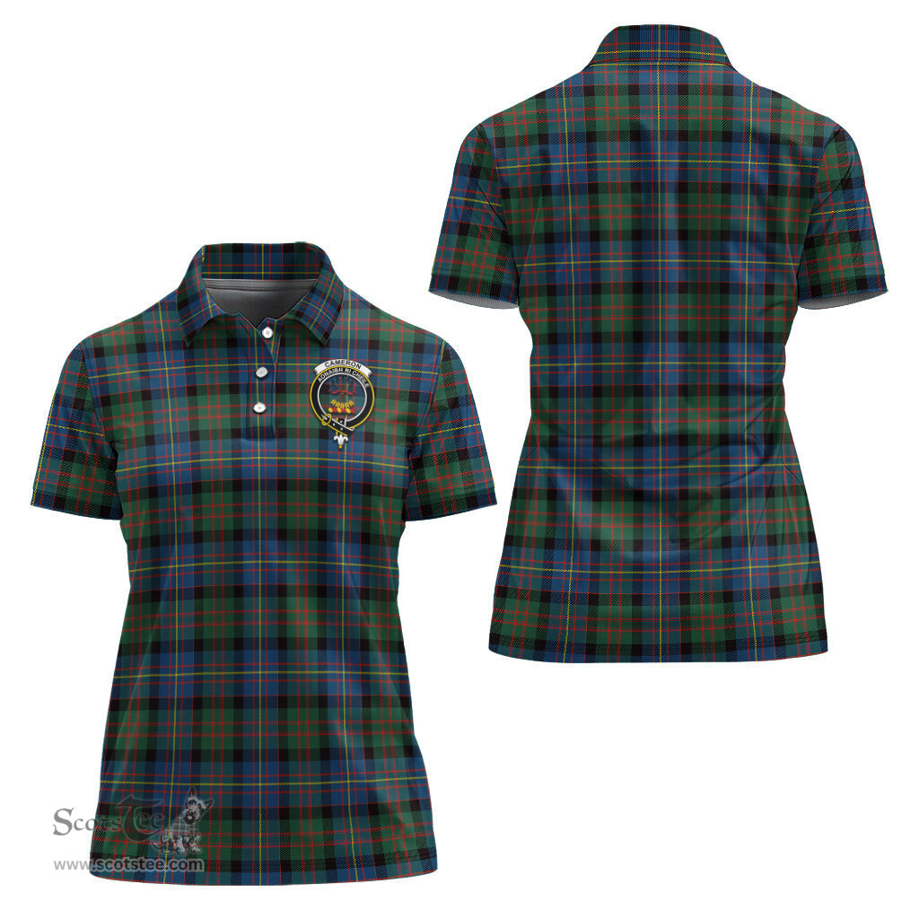 Scottish Cameron of Erracht Ancient Clan Tartan Polo Shirt with Family Crest For Women, Women's Scottish Polo Shirt Scottish Plaid Tartan Plaid - ScotsTee - scotstee.com
