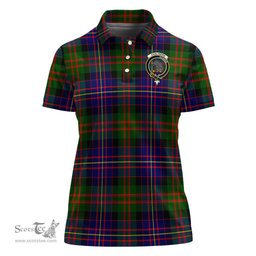 Scottish Chalmers Modern Clan Tartan Polo Shirt with Family Crest For Women, Women's Scottish Polo Shirt Scottish Plaid Tartan Plaid - ScotsTee - scotstee.com