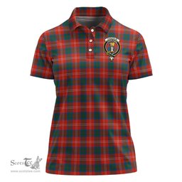 Scottish Chisholm Ancient Clan Tartan Polo Shirt with Family Crest For Women, Women's Scottish Polo Shirt Scottish Plaid Tartan Plaid - ScotsTee - scotstee.com