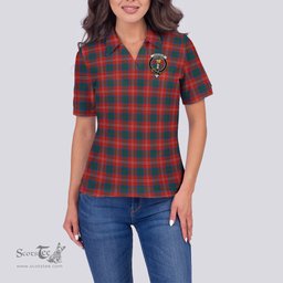 Scottish Chisholm Ancient Clan Tartan Polo Shirt with Family Crest For Women, Women's Scottish Polo Shirt Scottish Plaid Tartan Plaid - ScotsTee - scotstee.com