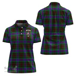 Scottish Brodie Hunting Modern Clan Tartan Polo Shirt with Family Crest For Women, Women's Scottish Polo Shirt Scottish Plaid Tartan Plaid - ScotsTee - scotstee.com