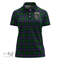 Scottish Carmichael Modern Clan Tartan Polo Shirt with Family Crest For Women, Women's Scottish Polo Shirt Scottish Plaid Tartan Plaid - ScotsTee - scotstee.com