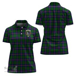 Scottish Carmichael Modern Clan Tartan Polo Shirt with Family Crest For Women, Women's Scottish Polo Shirt Scottish Plaid Tartan Plaid - ScotsTee - scotstee.com