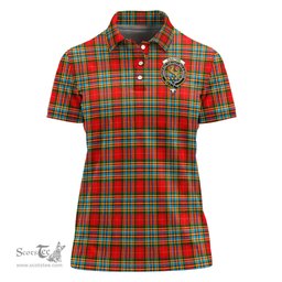 Scottish Chattan Clan Tartan Polo Shirt with Family Crest For Women, Women's Scottish Polo Shirt Scottish Plaid Tartan Plaid - ScotsTee - scotstee.com