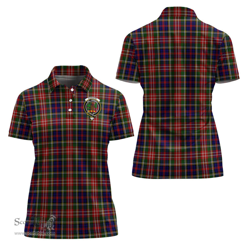 Scottish Christie Clan Tartan Polo Shirt with Family Crest For Women, Women's Scottish Polo Shirt Scottish Plaid Tartan Plaid - ScotsTee - scotstee.com