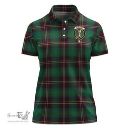 Scottish Chisholm Hunting Ancient Clan Tartan Polo Shirt with Family Crest For Women, Women's Scottish Polo Shirt Scottish Plaid Tartan Plaid - ScotsTee - scotstee.com