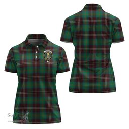 Scottish Chisholm Hunting Ancient Clan Tartan Polo Shirt with Family Crest For Women, Women's Scottish Polo Shirt Scottish Plaid Tartan Plaid - ScotsTee - scotstee.com