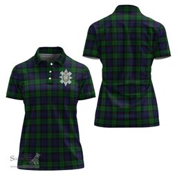 Scottish Black Watch Clan Tartan Polo Shirt with Family Crest For Women, Women's Scottish Polo Shirt Scottish Plaid Tartan Plaid - ScotsTee - scotstee.com