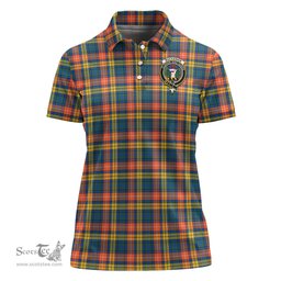 Scottish Buchanan Ancient Clan Tartan Polo Shirt with Family Crest For Women, Women's Scottish Polo Shirt Scottish Plaid Tartan Plaid - ScotsTee - scotstee.com
