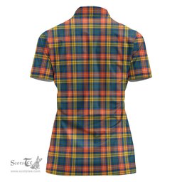Scottish Buchanan Ancient Clan Tartan Polo Shirt with Family Crest For Women, Women's Scottish Polo Shirt Scottish Plaid Tartan Plaid - ScotsTee - scotstee.com